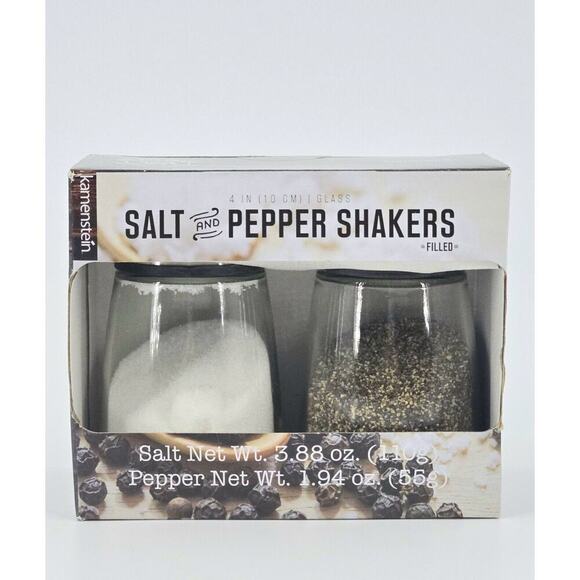 Kamenstein Salt and Pepper Filled Glass Shakers With Rotating Shifters New - Picture 6 of 11